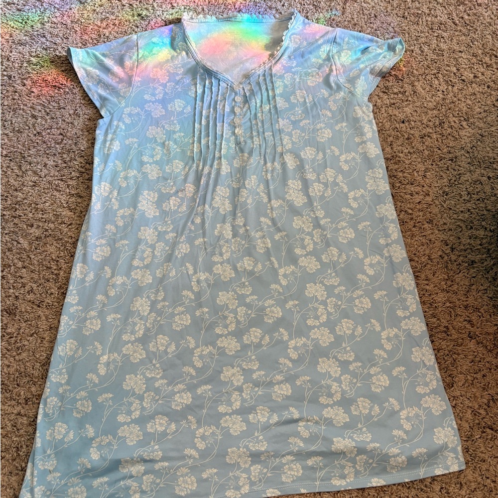 Elegant Floral Light Blue and Purple Nightgowns